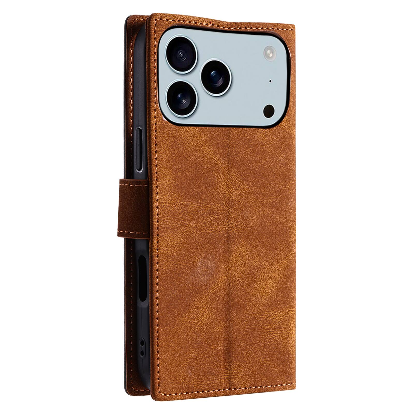 Alt View 3. Dteck - Wallet Case for Apple iPhone 17 Pro Max,Vintage PU Leather Flip Card Holder Kickstand Magnetic Closure Phone Cover - Brown.