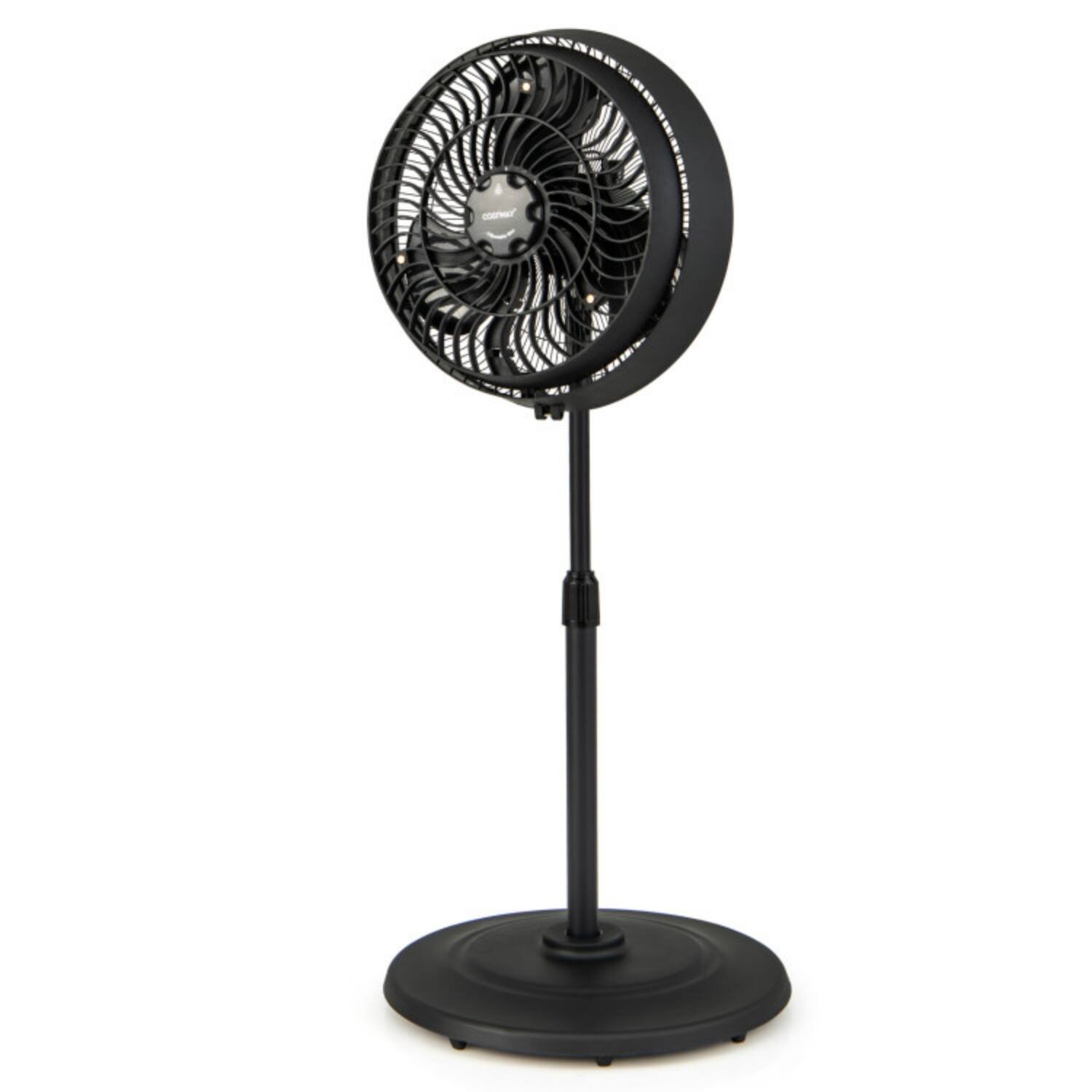 Alt View 4. LUCKY ONE - 16 Inch Freestanding Outdoor Misting Pedestal Fan with 3 Mist Levels & Oscillation - Black.