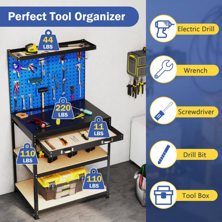 Perfect Tool Organizer

- Electric Drill: 44 LBS
- Wrench: 220 LBS
- Screwdriver: 11 LBS
- Drill Bit: 110 LBS
- Tool Box: 110 LBS