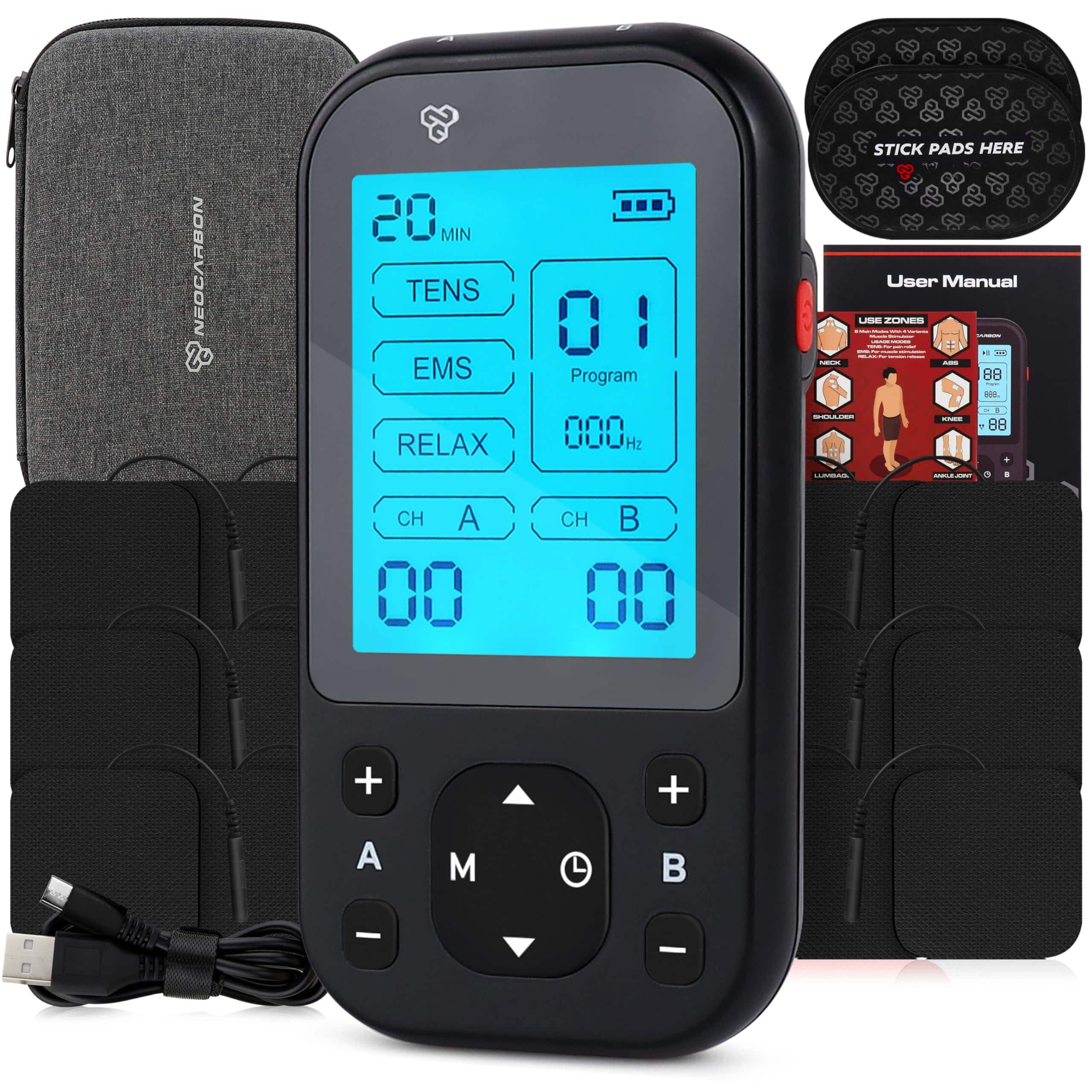 Live At Space - TENS EMS Muscle Stimulator 36 Modes 20 Levels USB-C 50H Pain Relief Kit - 642146673467