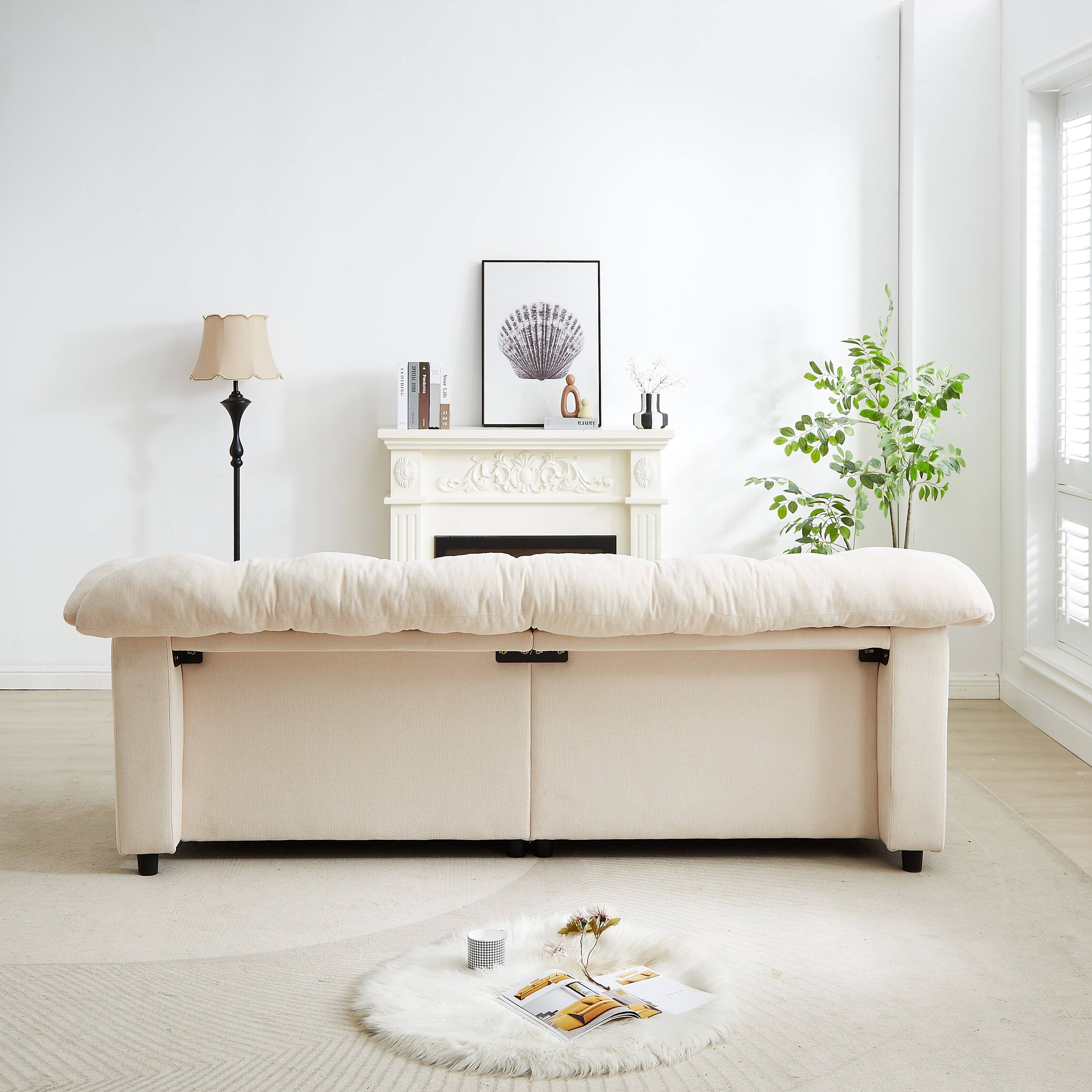 Back. Anysun - 94.8" Chenille Modern Comfort Deep Seat Sofa – Upholstered Fluffy Cloud Sofa for Living Rooms, Bedrooms, Apartments - Beige.