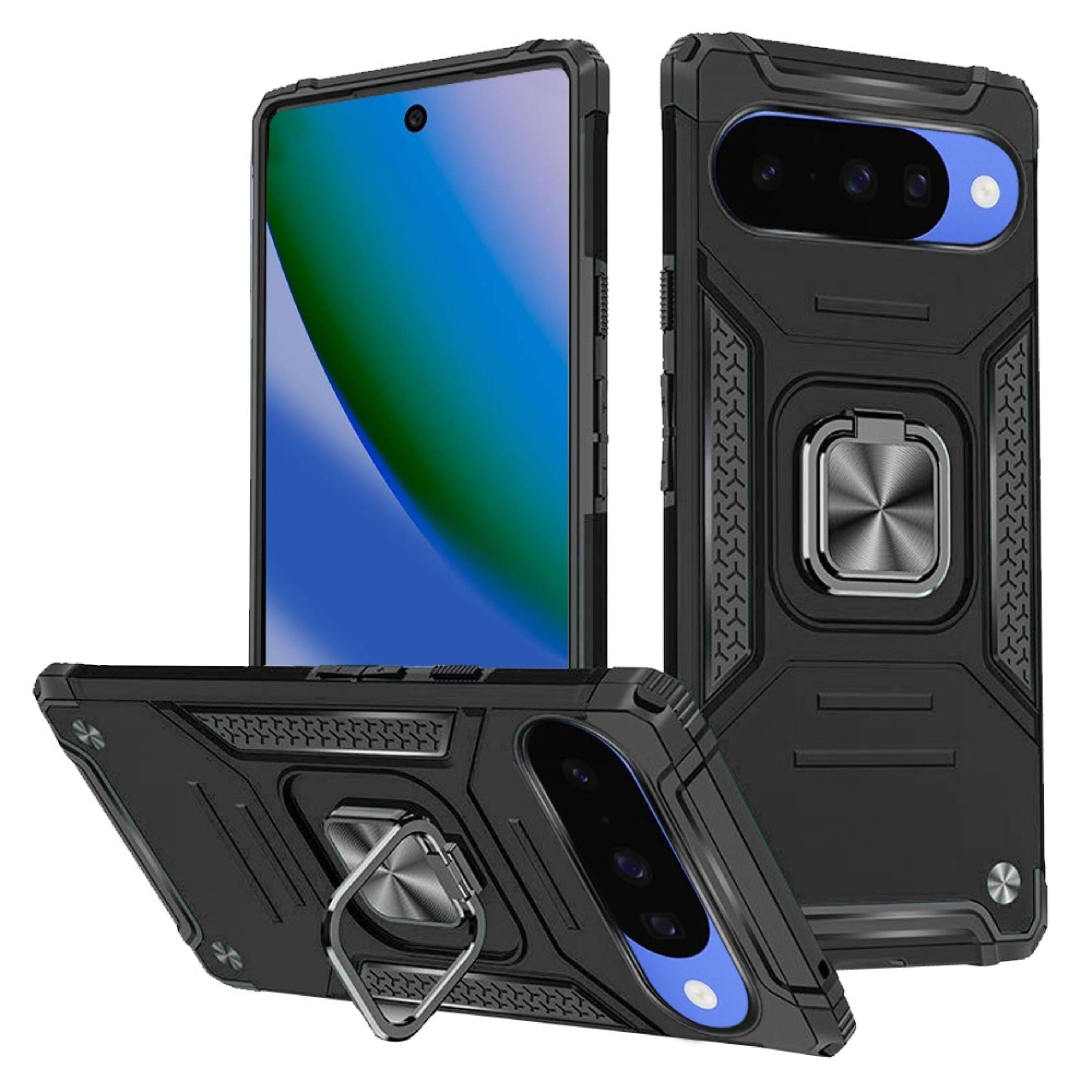Front. Kitcheniva - Magnetic Case Kickstand Shockproof Plus Tempered Glass For Google Pixel 11/11 Pro Case Black - Black.
