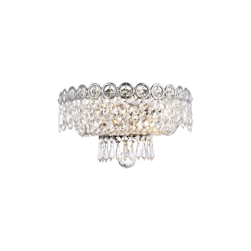 Angle. Elegant Lighting - Century 2 light Chrome Wall Sconce Clear Royal Cut Crystal - Chrome.