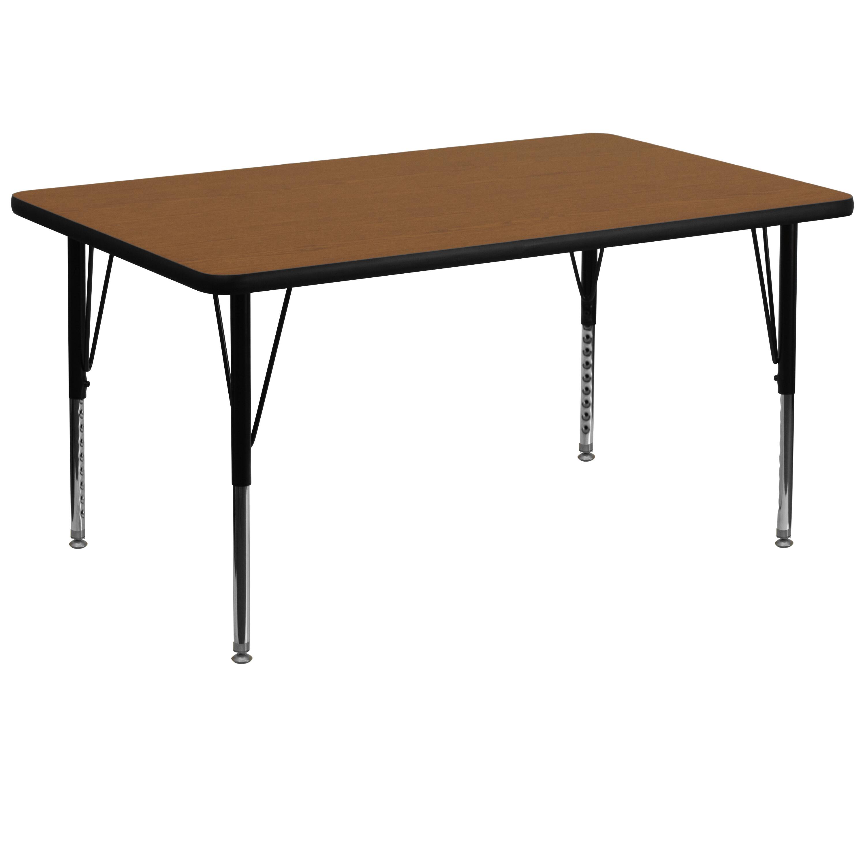 Front. Emma + Oliver - 36x72 Rectangle HP Laminate Adjustable Preschool Activity Table - Oak.