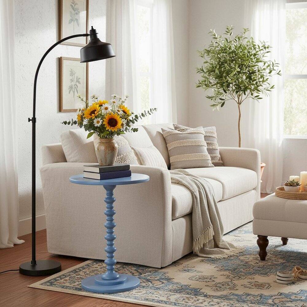 Back. FurniFact - Spindle Coffee Table, Blue - Blue.
