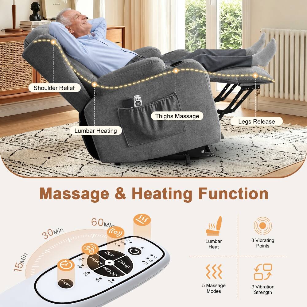 - Shoulder Relief
- Lumbar Heating
- Thighs Massage
- Legs Release
- Massage & Heating Function
- 60Min
- 30Min
- 15Min
- 8 Vibrating Heat Points
- 5 Massage Modes
- 3 Vibration Strength