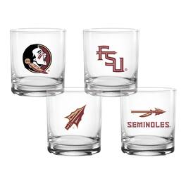 Indigo Falls - Florida State Seminoles 4-Pack Collector's 14oz. Rocks Glass Set - Multicolor