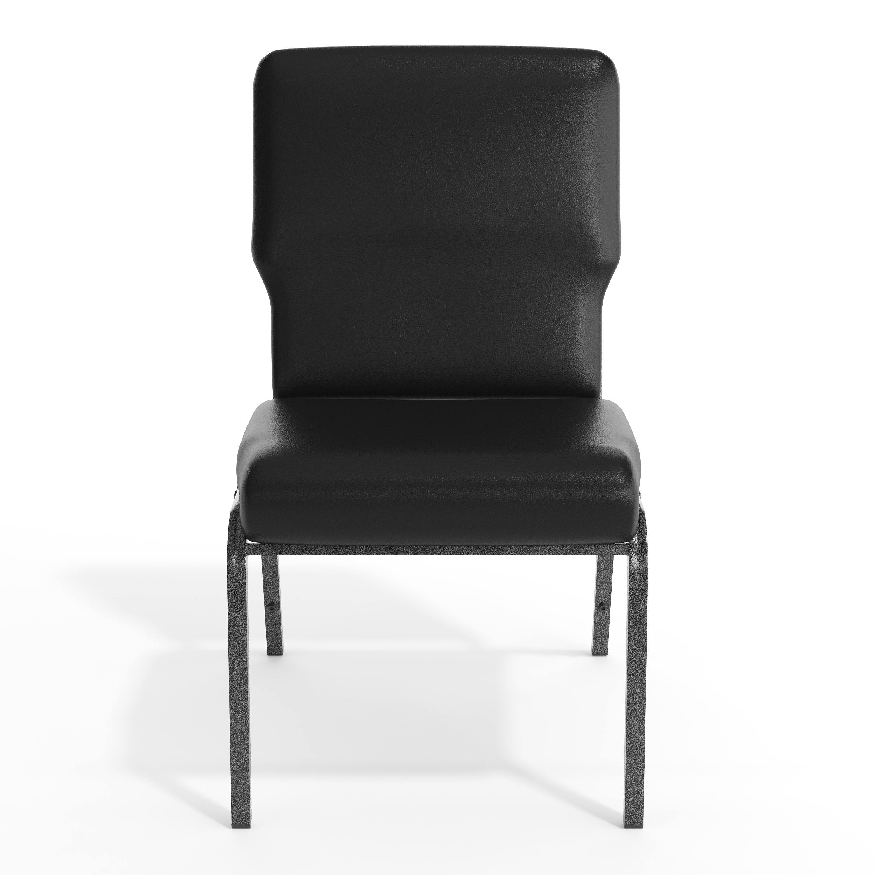 Alt View 9. Emma + Oliver - Vinyl Church Chair 20.5 in. Wide - Black Vinyl/Silver Vein Frame.