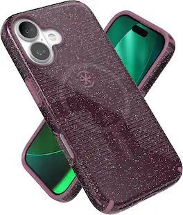 Speck - CANDYSHELL Grip +MS Case for iPhone 17 - Slim Protective Grip | Drop Protection | MagSafe Compatible - Plumberry Glitter
