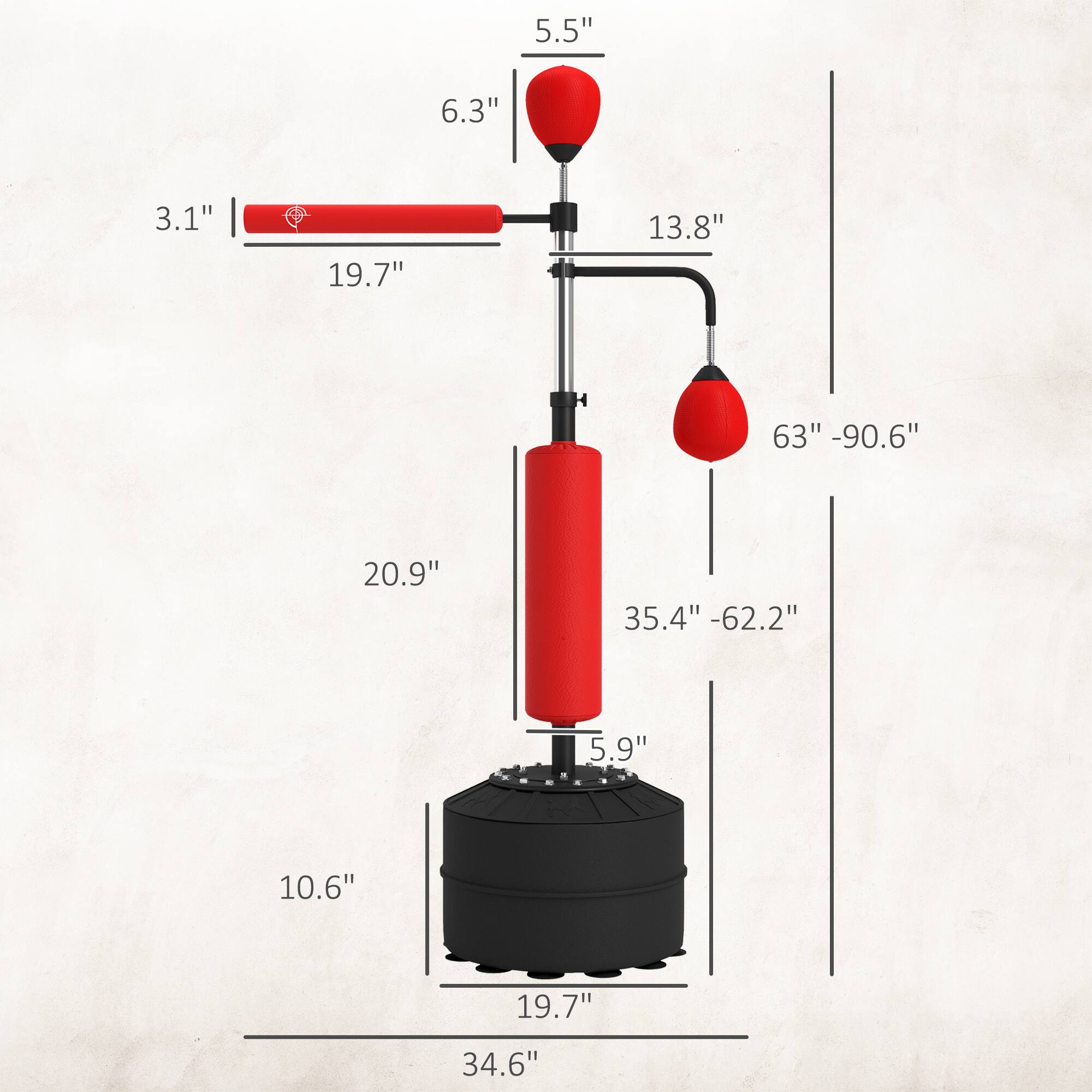5.5"  
6.3"  
3.1"  
19.7"  
13.8"  
63" - 90.6"  
20.9"  
35.4" - 62.2"  
5.9"  
10.6"  
19.7"  
34.6"