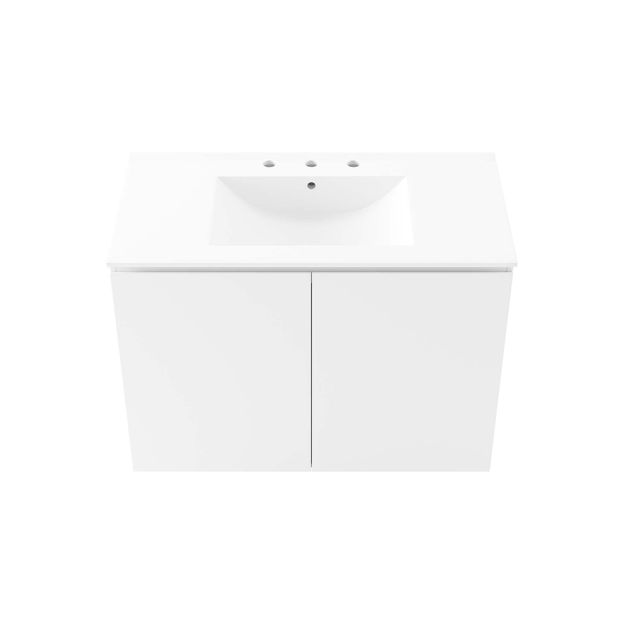 Alt View 4. Modway - Bryn Wall-Mount Bathroom Vanity Basin Included - White White.