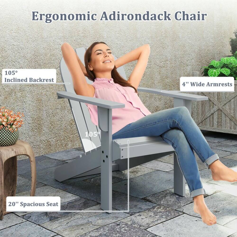Ergonomic Adirondack Chair  
105° Inclined Backrest  
4" Wide Armrests  
20" Spacious Seat
