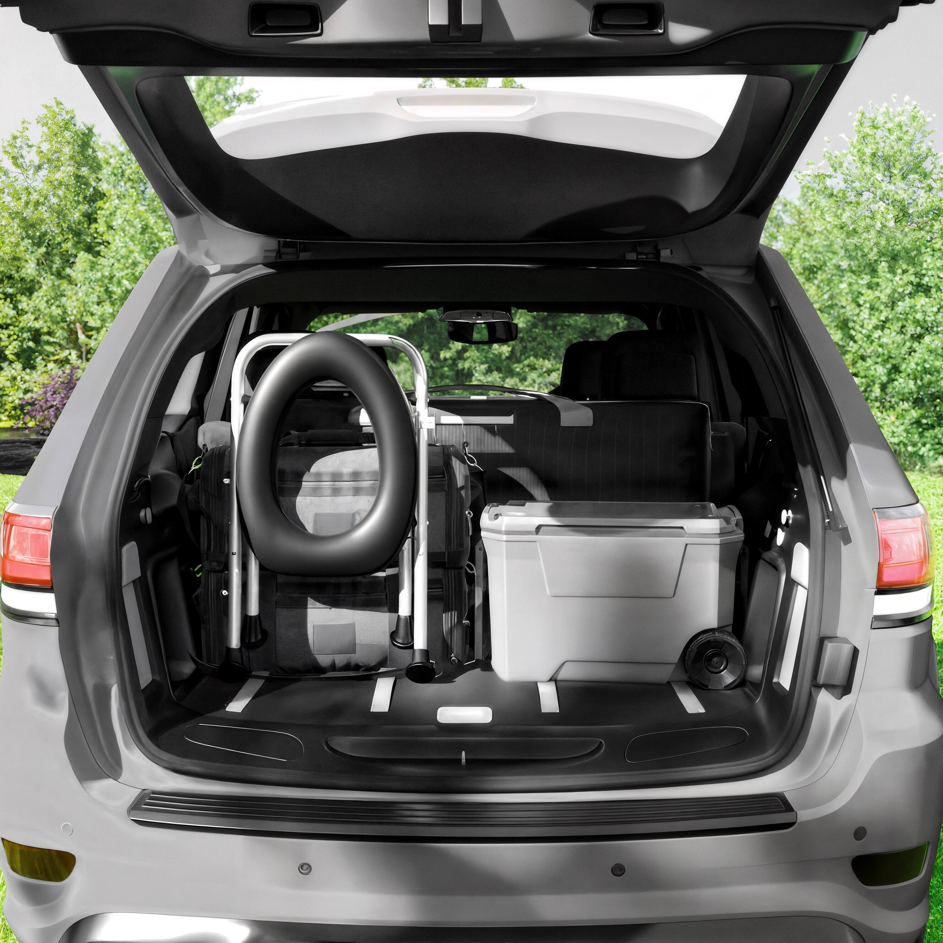 Alt View 3. Emma + Oliver - Portable Folding Travel Toilet with Cushioned Seat and Non-Slip Feet - Silver/Black.