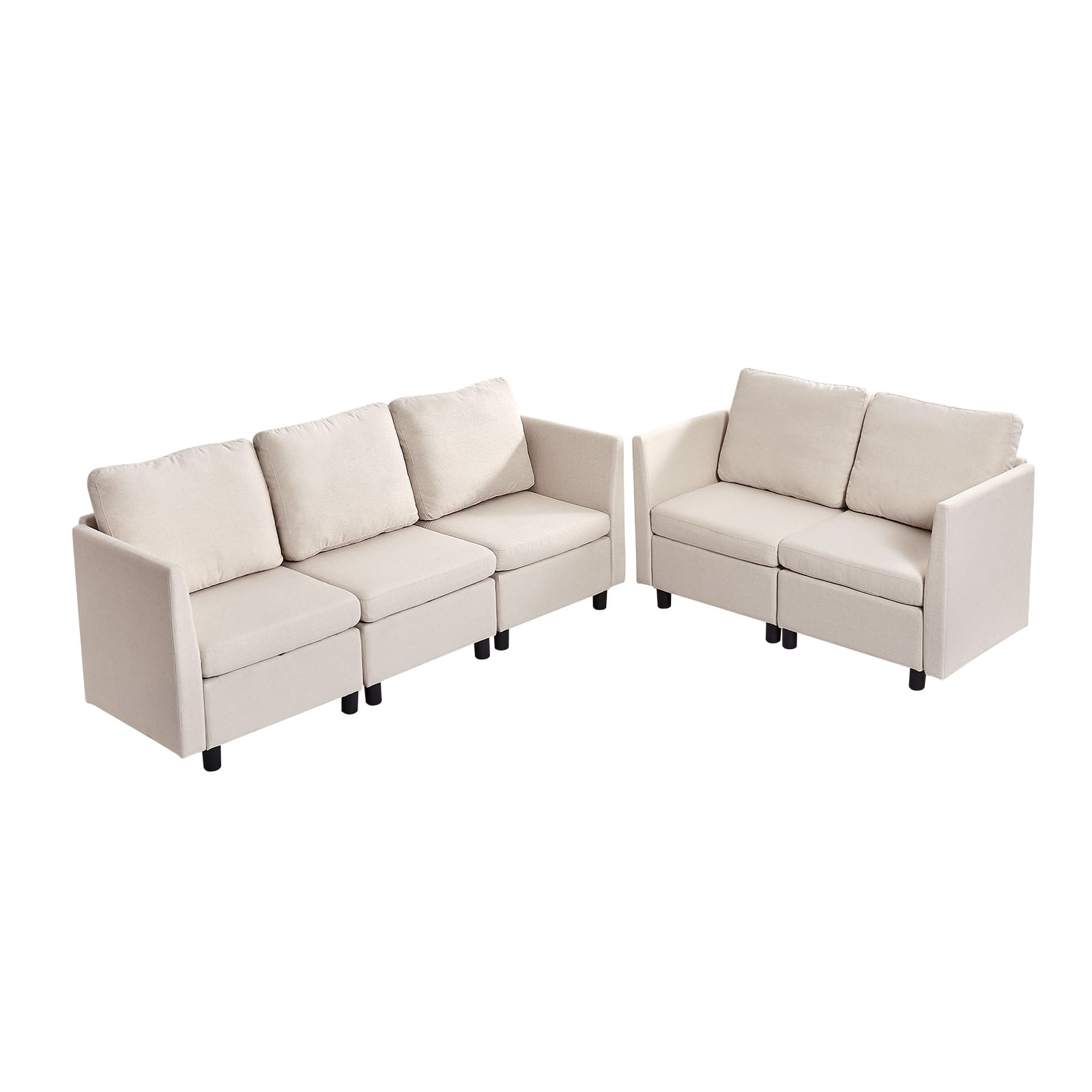 VEVOR - Modular Sectional Sofa, Modern 5-Seater Modular Sofa with Hidden Storage, Cloud Sectional Couch with High Rebound Sponge - Off-white