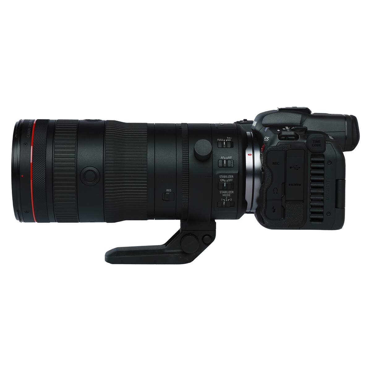 CANON  
FULL 1100  
EOS  
TIME CODE  
RUS  
AFTIMF  
STABILIZER ON/OFF  
STABILIZER MODE: (hir)  
MIC  
IMGH  
VENT EXHAUST
