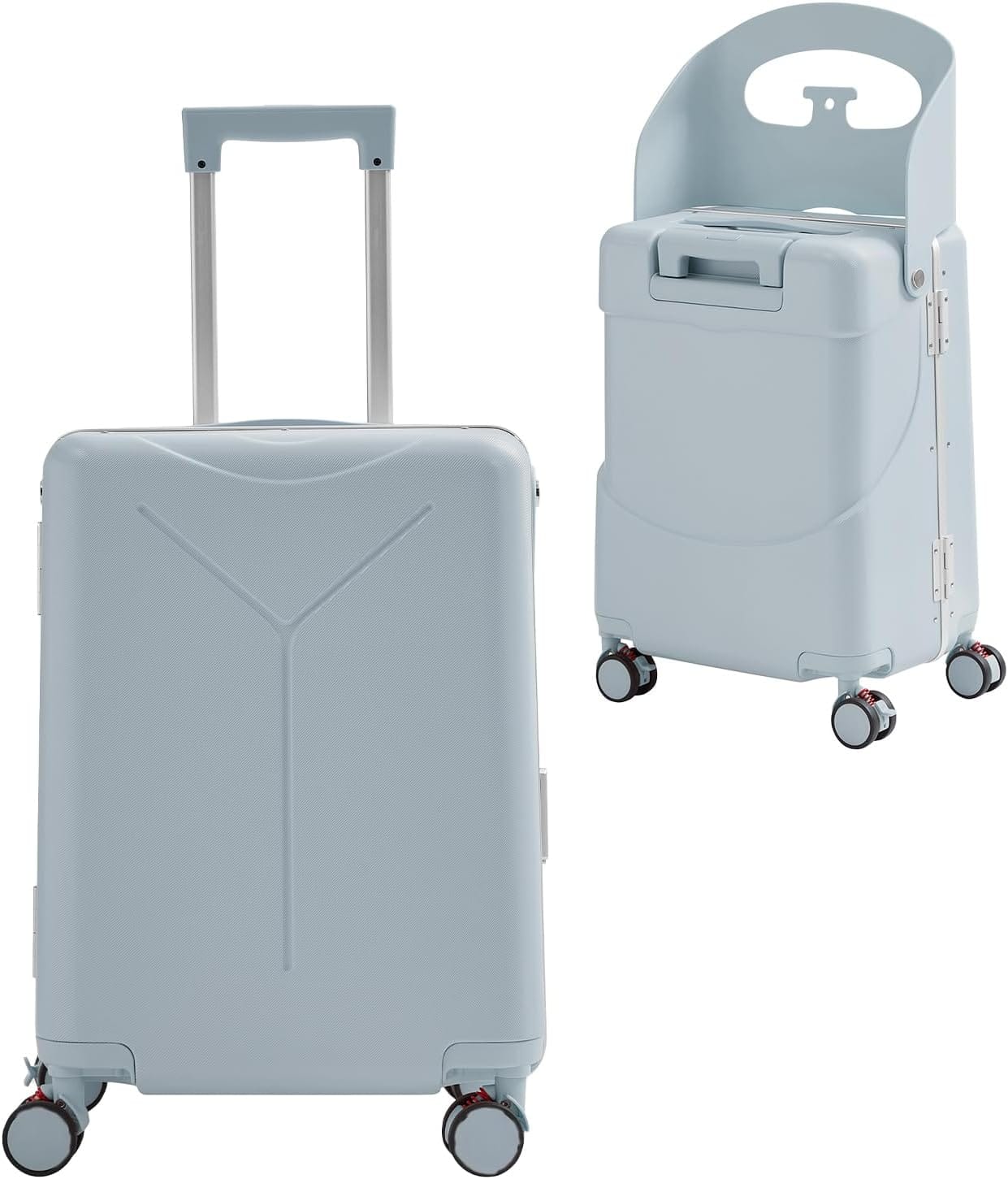 Front. Circus Cirle - 20" Ride-on Luggage with Foldable Seat - Blue.