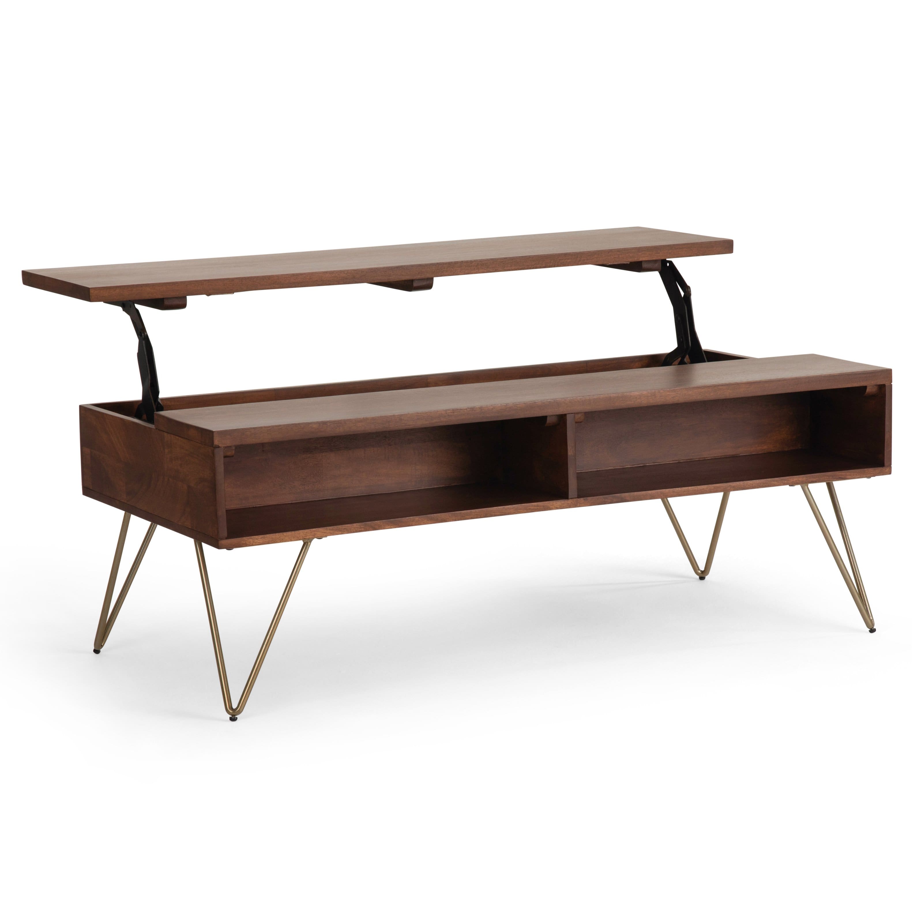 Front. Simpli Home - Hunter Lift Top Coffee Table - Umber Brown.