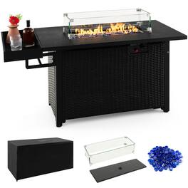 Gymax - Propane Gas Fire Pit Table 52 Inch Propane Fire Pit w/ Wind Guard 50,000 BTU Heat Output - Black