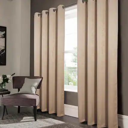 Front. Olivia Gray - Oliva Gray Nora Embossed Blackout Grommet Panel - 52x90" Gold - Gold.