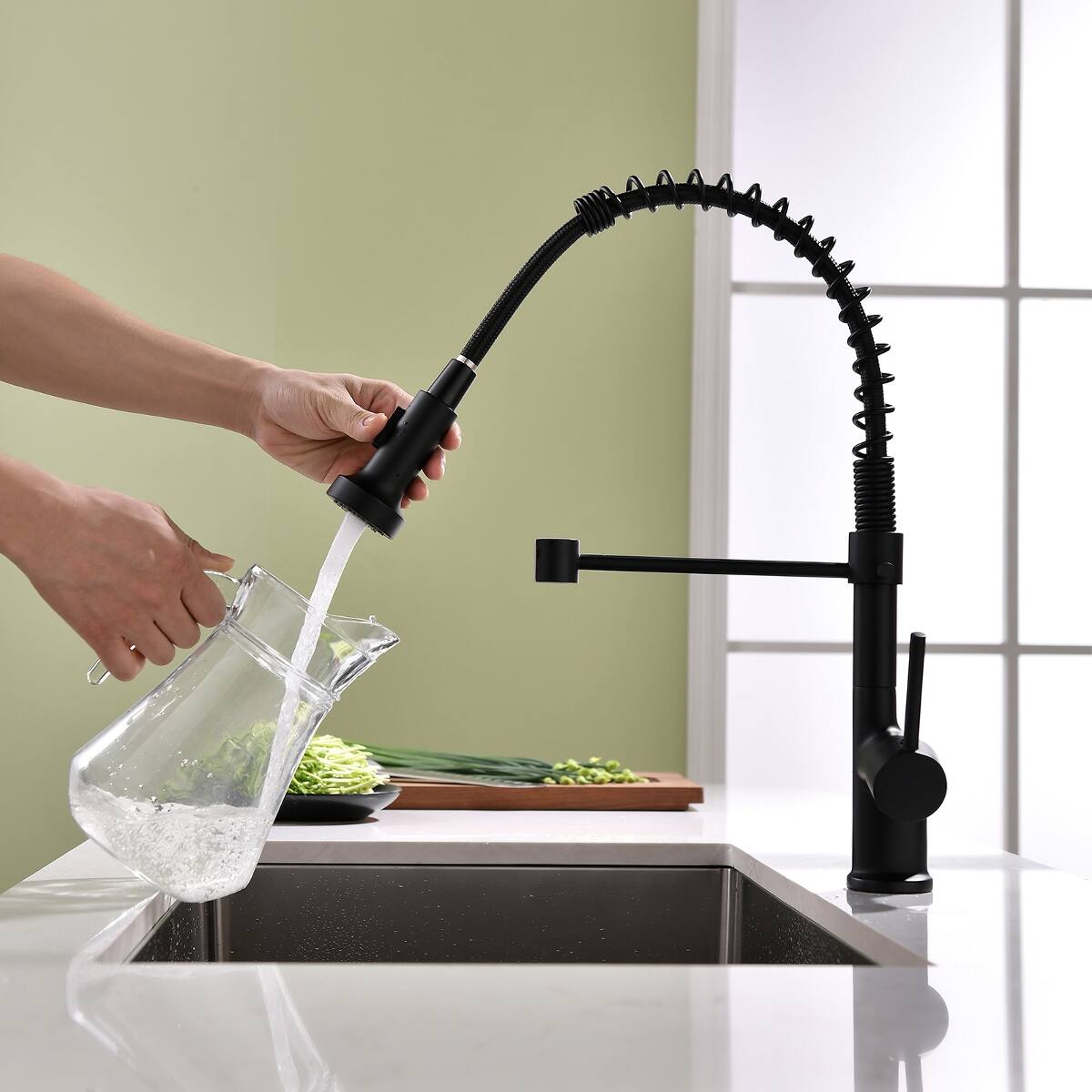 Ropilly Commercial Kitchen Faucet with Pull Down Sprayer, Single Handle ...