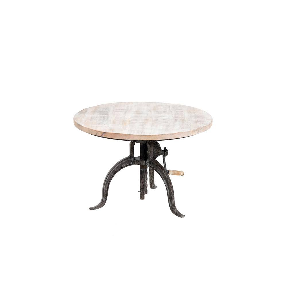 Front. Carolina Chair & Table - Adjustable Height Rustic Coffee Table - Natural Driftwood Top - Aged Iron Base - Brown.