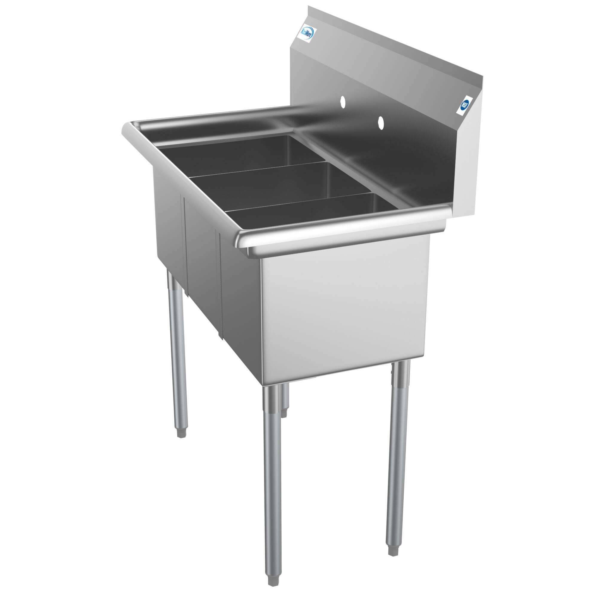 Angle. Koolmore - 36 in. Three Compartment Stainless Steel  Sink, Bowl Size 10" x 14" x 10" SC101410-N3. - Stainless Steel.
