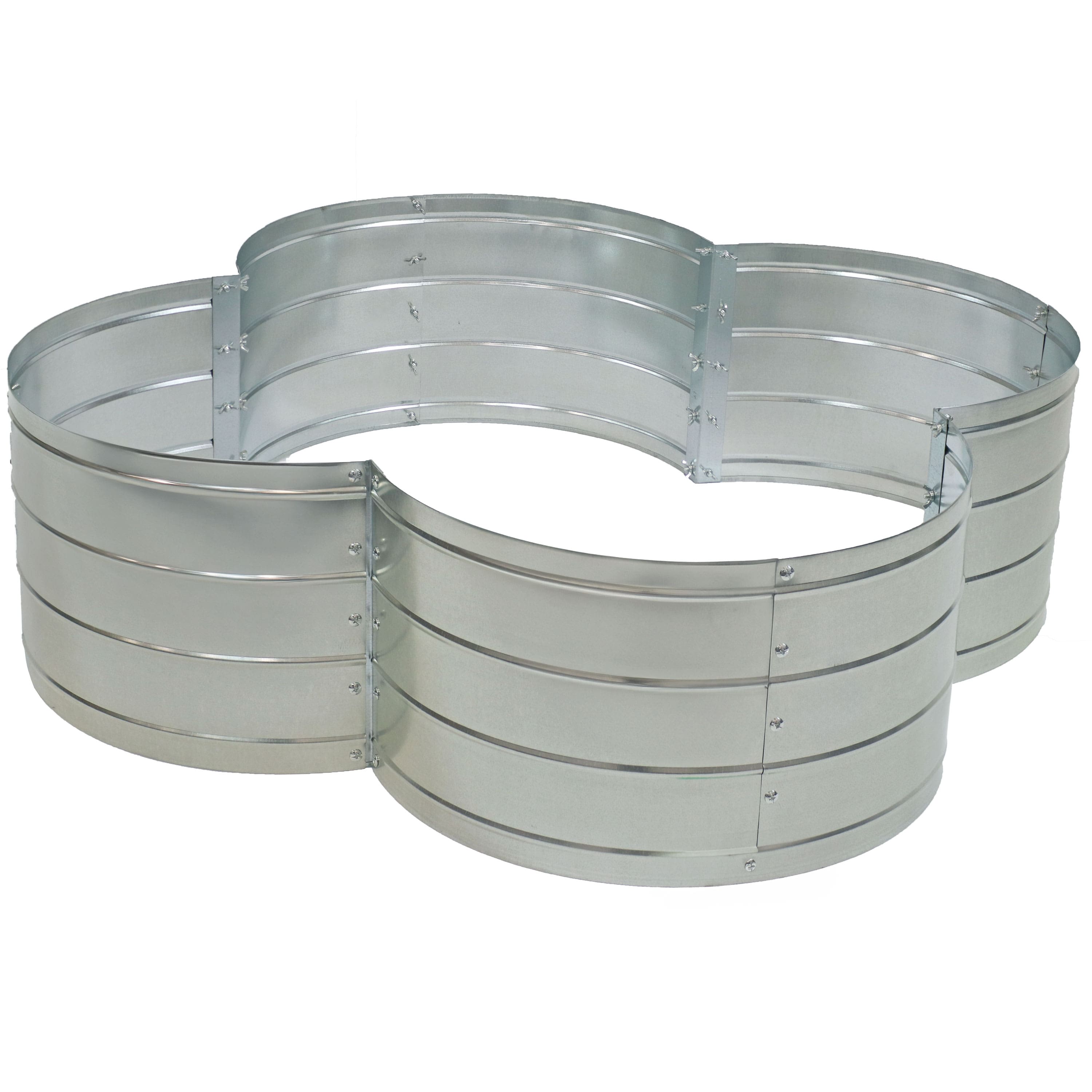 Sunnydaze - 4-Leaf Clover-Shaped Galvanized Steel Raised Planter Bed - Silver