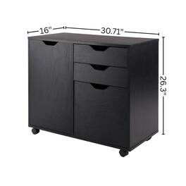 FurniFact - 2 Section Mobile Cabinet - Black