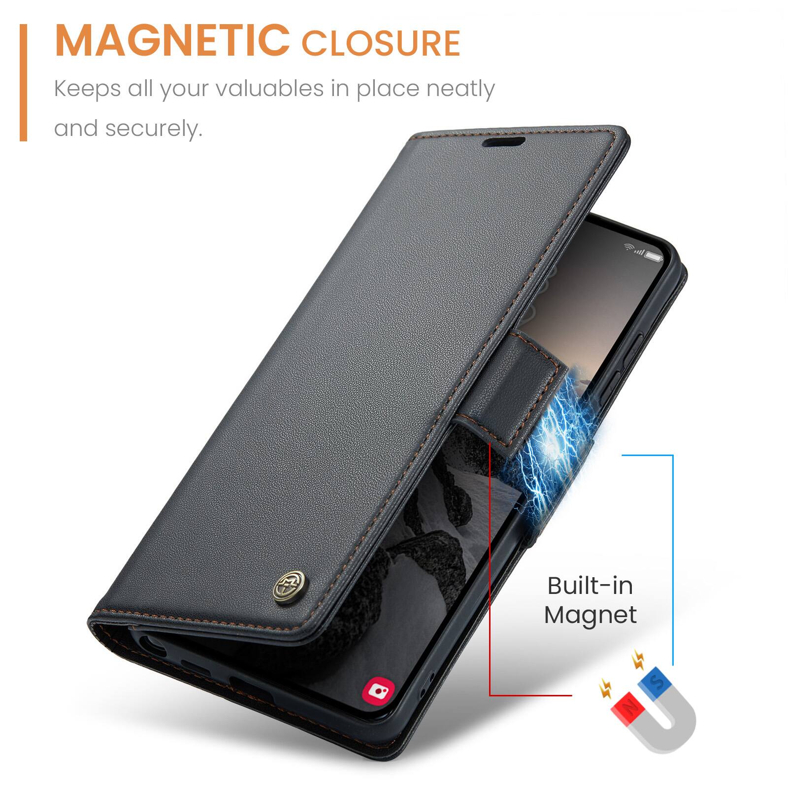 MAGNETIC CLOSURE  
Keeps all your valuables in place neatly and securely.  
Built-in Magnet
