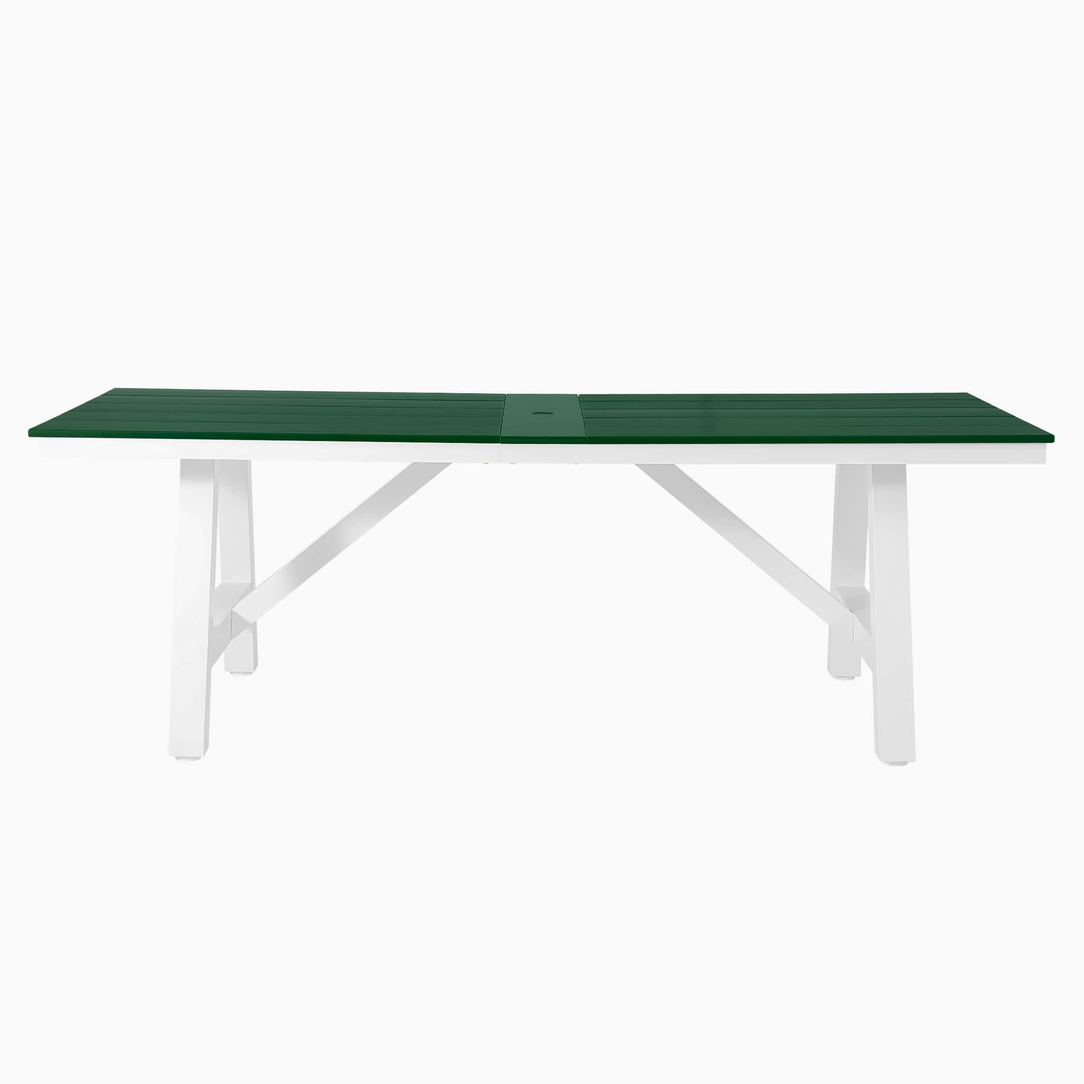 "WestinTrends - Cape May 90"" HDPE Rectangle Outdoor Patio Dining Table With Umbrella Hole and Metal Frame - Dark Green" price history on PriceWatchPro