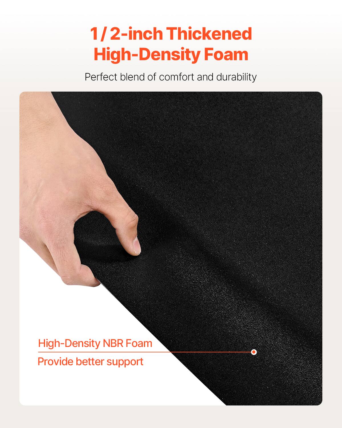 1/2-inch Thickened High-Density Foam, Perfect blend of comfort and durability, High-Density NBR Foam, Provide better support