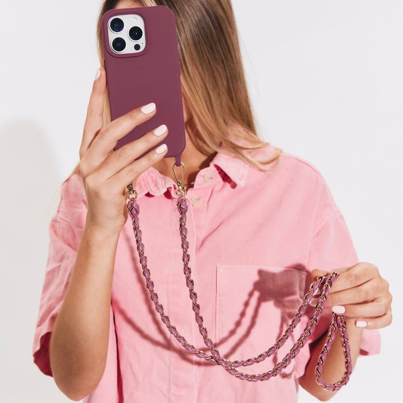 Left. Cordée Cases - Emi Phone Chain Set - Burgundy.