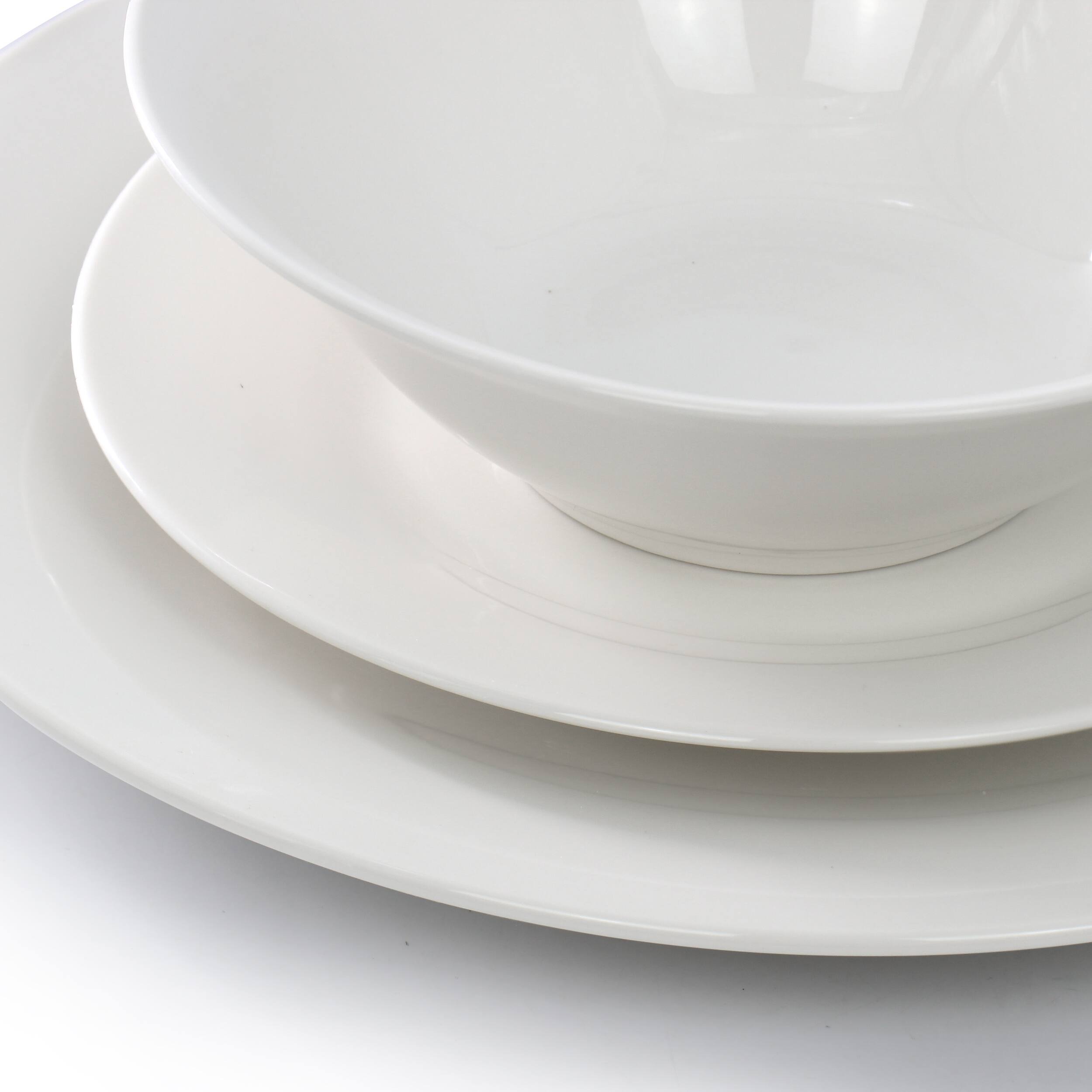 Alt View 4. Gibson - Gibson Home Everyday 12 Piece Round Fine Ceramic Dinnerware Set in White - White.