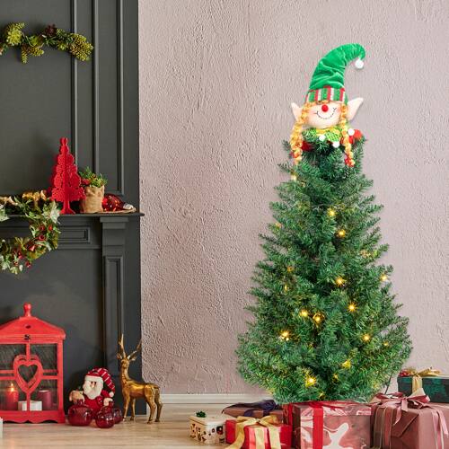 Alt View 8. Winado - 3 FT Pre-Lit Hinged Artificial Xmas Christmas Tree Santa Claus with LED Lights for Holiday Decoration - Green.