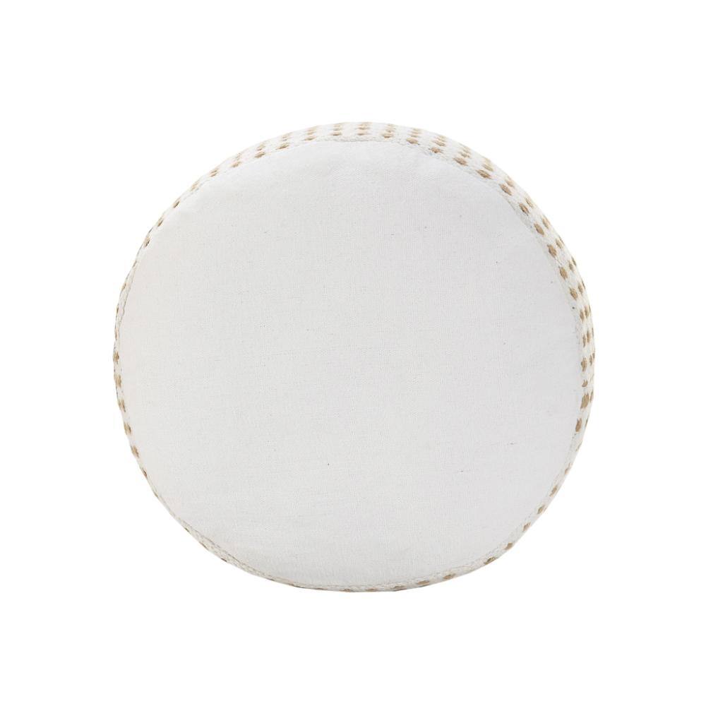 Alt View 2. Hivvago - Hivvago 18 Inch Jute Blend Round Geometric Pouf Ottoman - White.