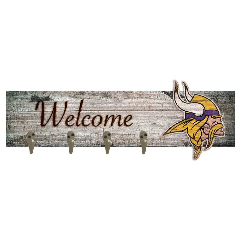 Fan Creations - Minnesota Vikings 24" x 6" Mounted Coat Hanger - Multicolor