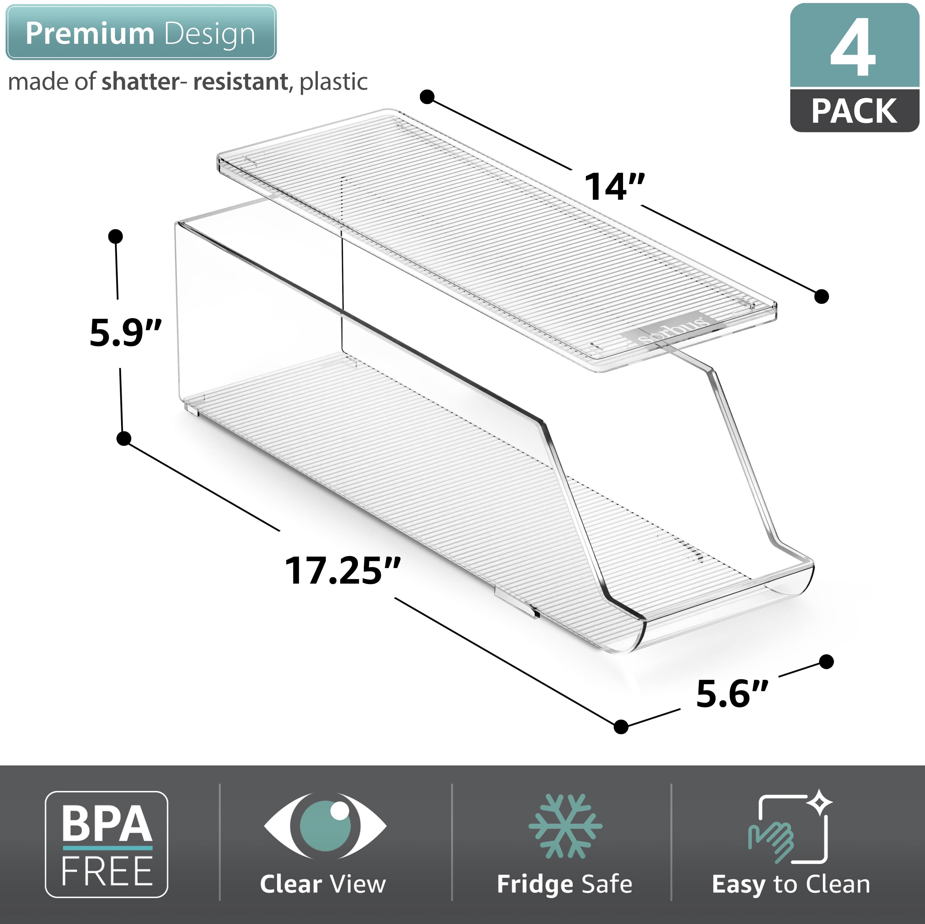 Premium Design  
made of shatter-resistant, plastic  

4 PACK  

14" x 5.9" x 17.25" x 5.6"  

BPA FREE  
Clear View  
Fridge Safe  
Easy to Clean
