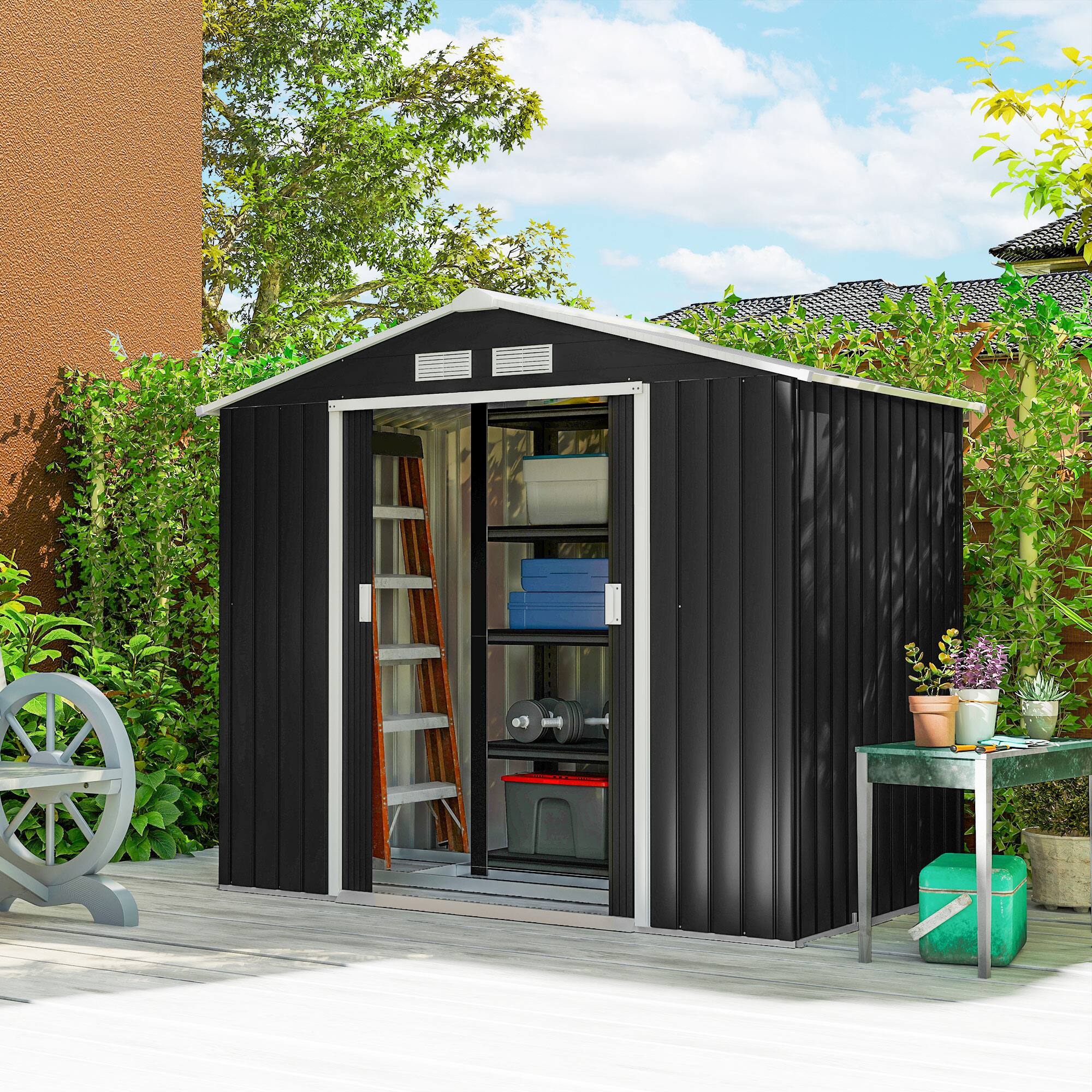 Alt View 1. Outsunny - x 4' Outdoor Storage Shed.