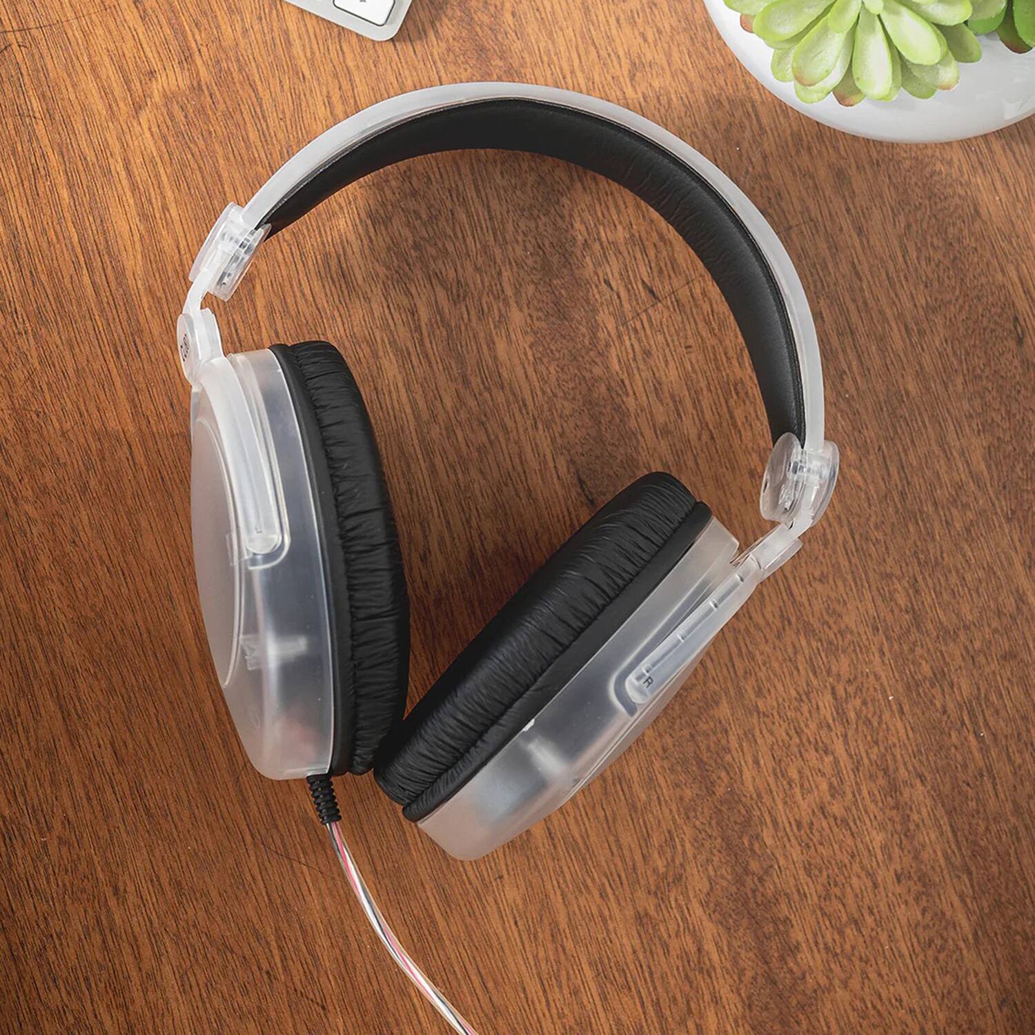 Left. Koss - CL80 Wired Over-Ear Vintage-Style Headphones 3.5mm Connector, Deep Bass - Clear.