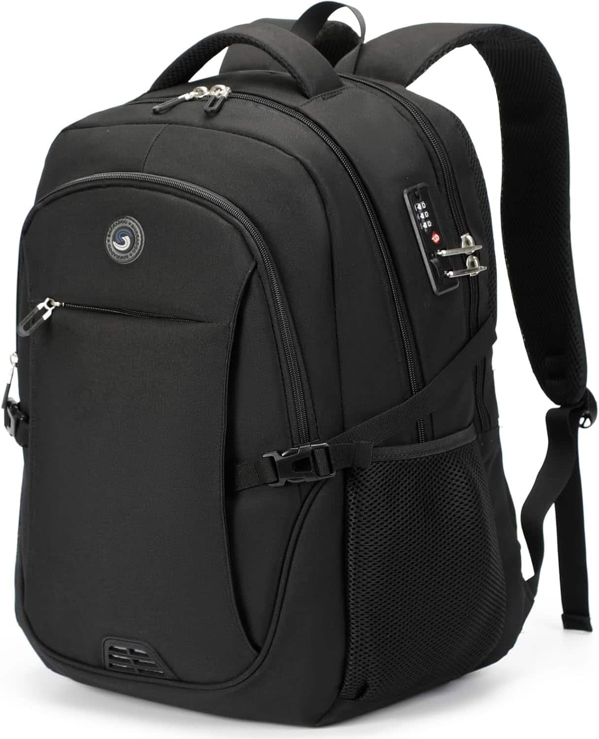 ZUQIETA - Anti-Theft 17" Laptop Backpack with USB Port for School, College & Travel - Grey - Black