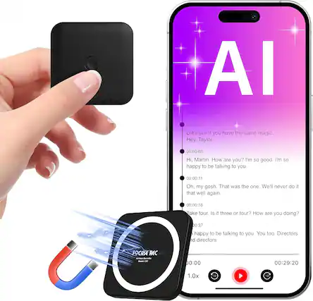 Sure, here is the corrected and grouped text from the image:
---
**00:00:03**
Let's see if you have the same magic.
Hey, Taylor.
**00:00:08**
Hi, Martin. How are you? I'm so good. I'm so happy to be talking to you.
**00:00:11**
Oh, my gosh. That was the one. We'll never do it that well again.
**00:00:16**
Take four. Is it three or four? How are you doing?
**00:37**
happy to be talking to you. You too. Directors and directors.
---
**FOCASE REC**
AI Voice Recorder
Model: C71
---
**00:00:00**
1.0x
00:29:20