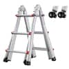 Front. VEVOR - Telescoping Ladder A Frame, 9.5 FT Compact Aluminum Extension Ladder, Multi-Function Portable Collapsible RV Ladder - Silver.