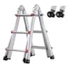VEVOR - Telescoping Ladder A Frame, 9.5 FT Compact Aluminum Extension Ladder, Multi-Function Portable Collapsible RV Ladder - Silver
