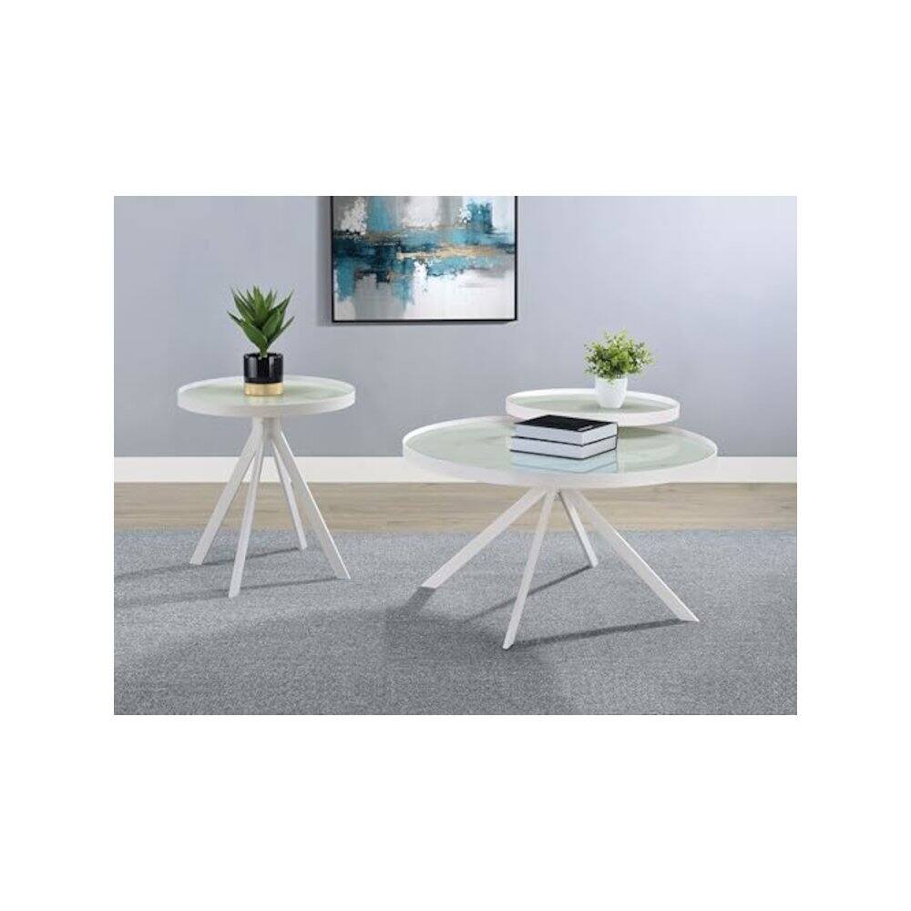 Alt View 7. Coaster Co. of America - Briggs 2-piece Round Coffee and End Table Set White - White.