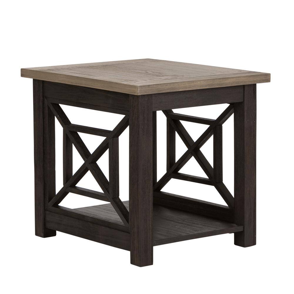 Angle. Liberty Furniture Industries - Heatherbrook Heatherbrook end table in Charcoal - Black.