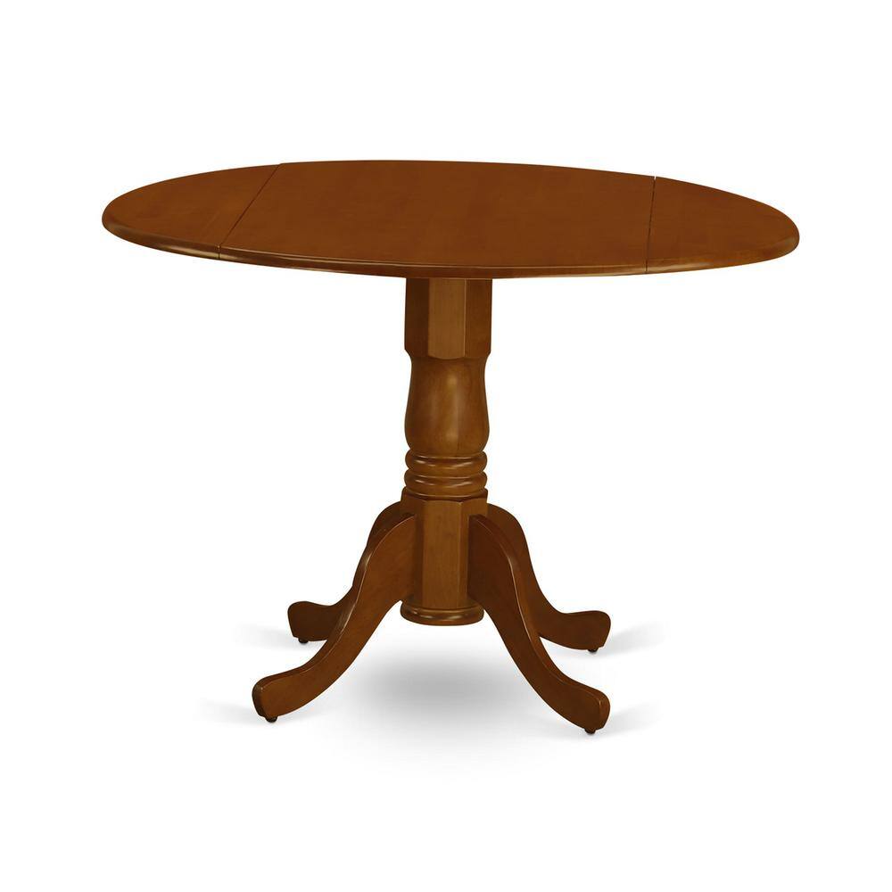 Angle. East West Furniture - DLAV5-SBR-C 5 Pc small Kitchen Table set-round Table and 4 Kitchen Dining Chairs - Saddle Brown.