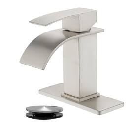 Brushed Faucet SUS304 Waterfall Spout cUPC Cartridge 60cm Supply Line Pop Up Drain