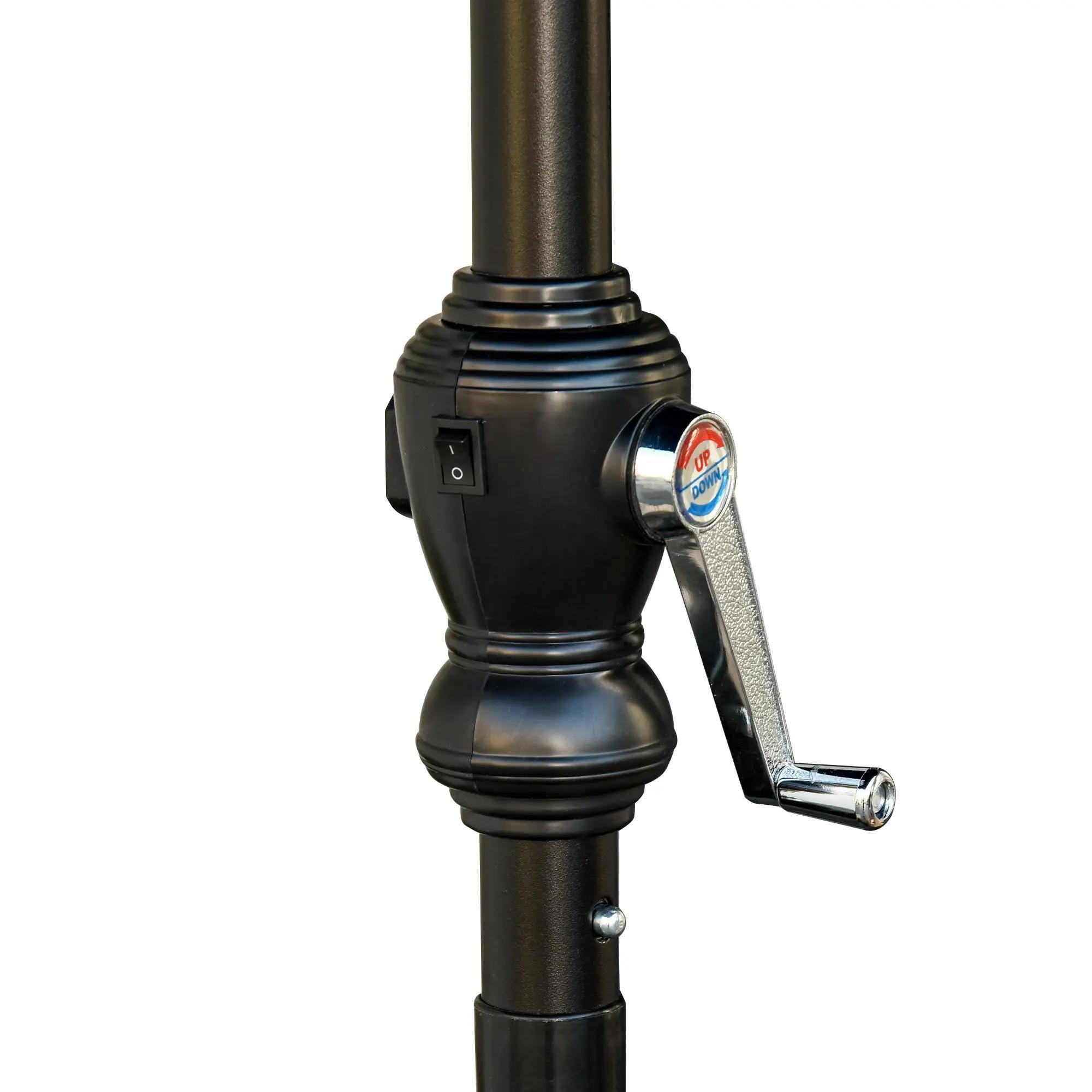 Alt View 4. Spaco - Spaco 9 x 7 FT Solar Patio Umbrella, LED Lights, Crank Tilt,for Deck or Pool - Brown.