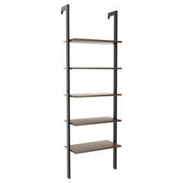 Kadyn - Versatile Shelving Unit Bookcase, Bookshelves Corner Shelf,5-Tier Wood Look Ladder Shelf with Metal Frame for Home-Black - Brown