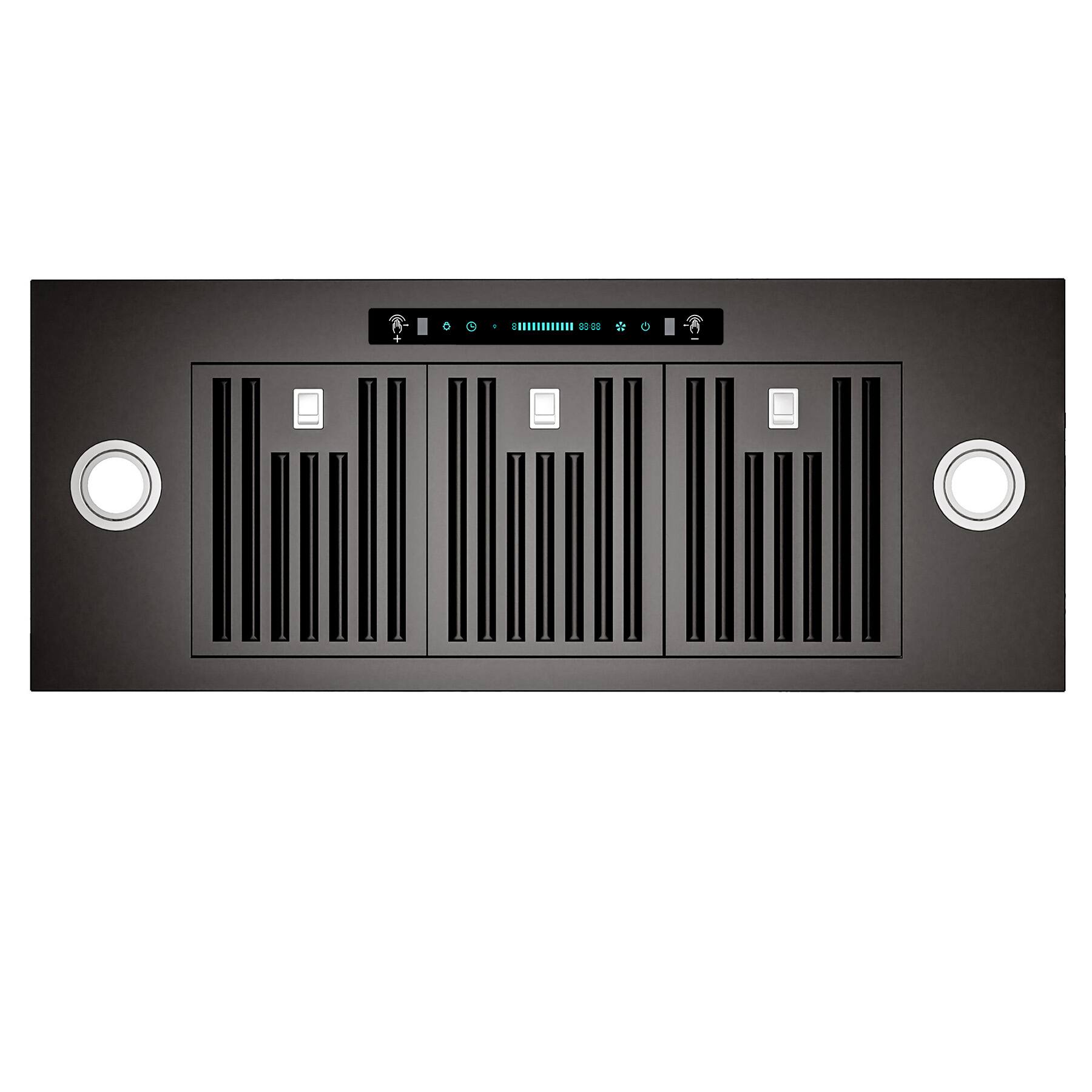 Angle. Onefly - 36 inches - Convertible - Insert Range Hood - Black.